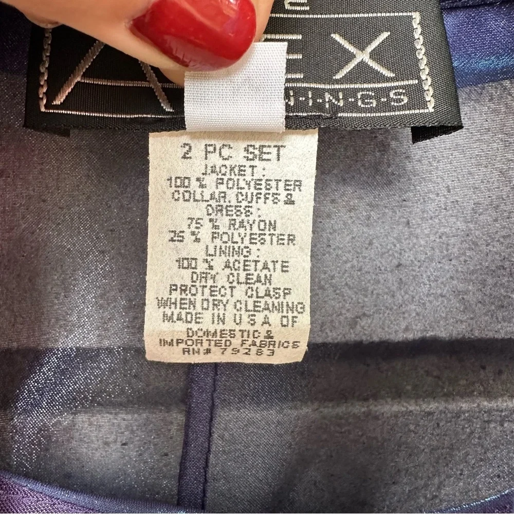 Alex Evenings Petite 8P Blue Maxi Dress Sheer Jacket Formal Rhinestone Set - Picture 5 of 9